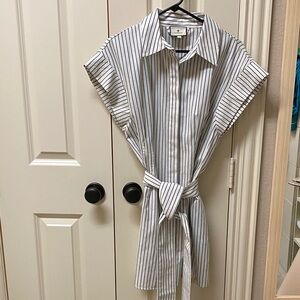 Tuckernuck Navy and Cream Callie Mini Striped Shirt Dress